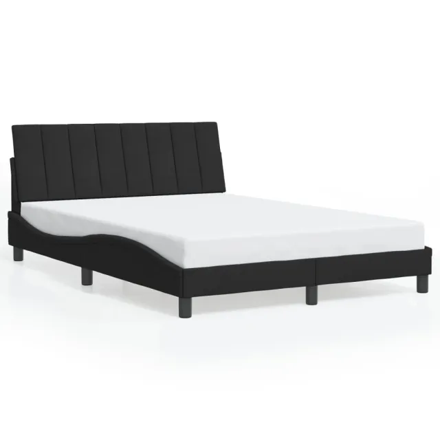 Cadre de lit avec LED sans matelas Hanko noir 140x190 cm velours