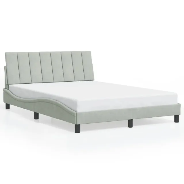 Cadre de lit avec LED sans matelas Hanko gris clair 140x200cm velours