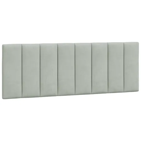 Cadre de lit avec LED sans matelas Hanko gris clair 140x200cm velours