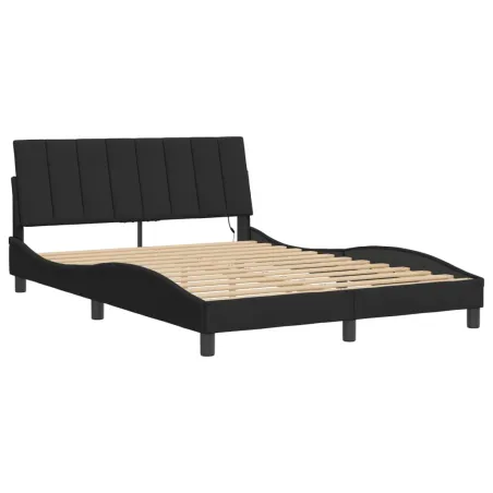 Cadre de lit avec LED sans matelas Hanko noir 140x200 cm velours