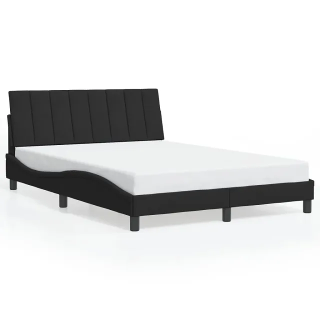 Cadre de lit avec LED sans matelas Hanko noir 140x200 cm velours