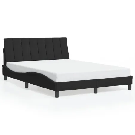 Cadre de lit avec LED sans matelas Hanko noir 140x200 cm velours