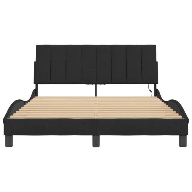 Cadre de lit avec LED sans matelas Hanko noir 140x200 cm velours