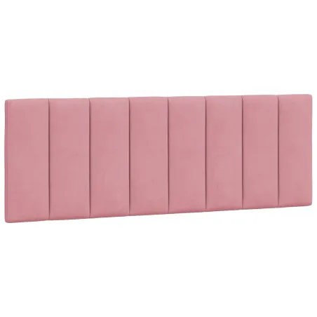 Cadre de lit avec LED sans matelas Hanko rose 140x200 cm velours
