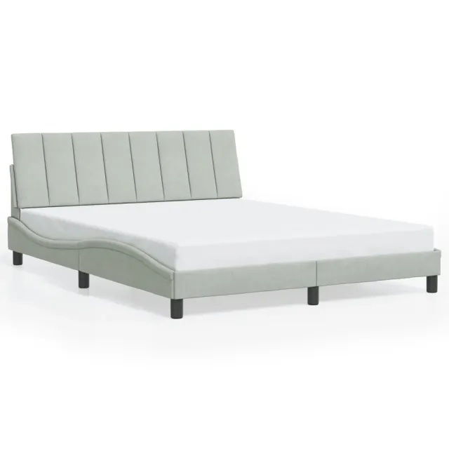 Cadre de lit avec LED sans matelas Hanko gris clair 160x200cm velours