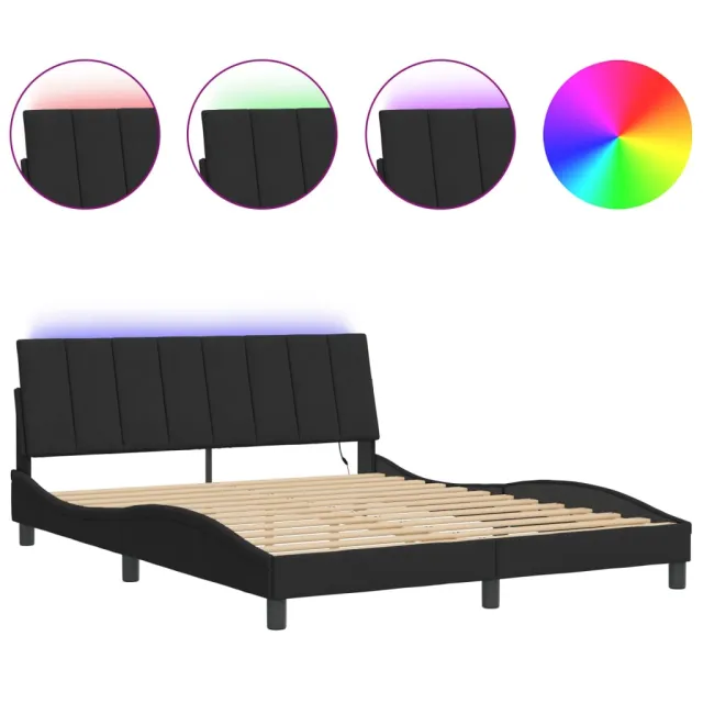 Cadre de lit avec LED sans matelas Hanko noir 160x200 cm velours