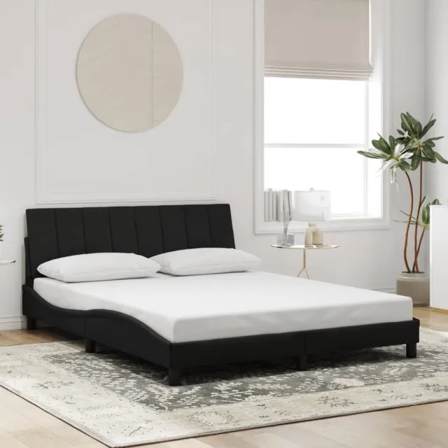 Cadre de lit avec LED sans matelas Hanko noir 160x200 cm velours