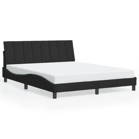 Cadre de lit avec LED sans matelas Hanko noir 160x200 cm velours