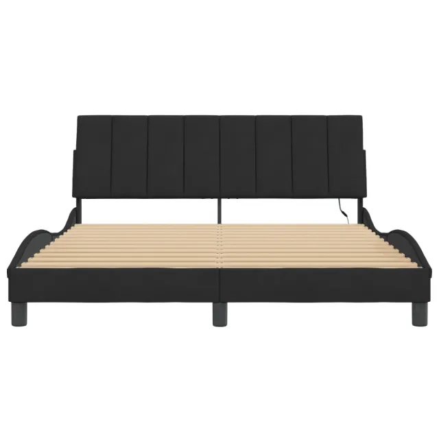 Cadre de lit avec LED sans matelas Hanko noir 160x200 cm velours