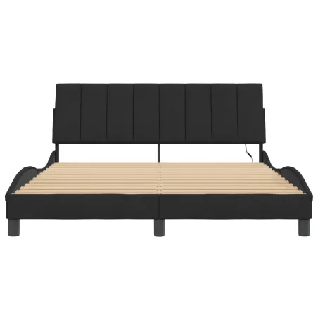 Cadre de lit avec LED sans matelas Hanko noir 160x200 cm velours