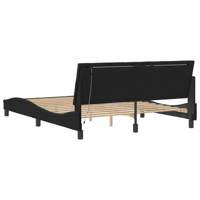 Cadre de lit avec LED sans matelas Hanko noir 160x200 cm velours