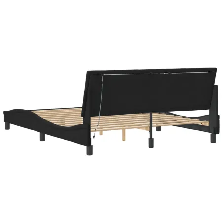 Cadre de lit avec LED sans matelas Hanko noir 160x200 cm velours