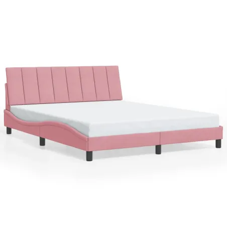 Cadre de lit avec LED sans matelas Hanko rose 160x200 cm velours