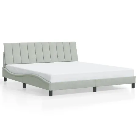 Cadre de lit avec LED sans matelas Hanko gris clair 180x200cm velours