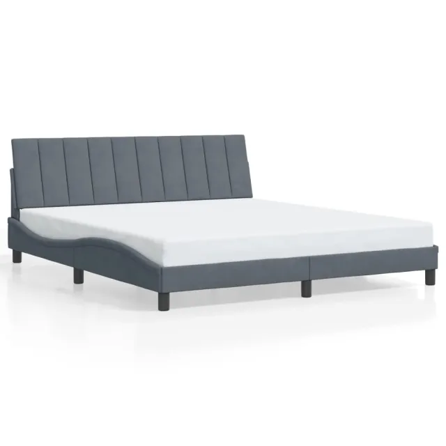 Cadre de lit avec LED sans matelas Hanko gris foncé 180x200cm velours