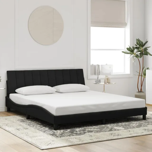 Cadre de lit avec LED sans matelas Hanko noir 180x200 cm velours