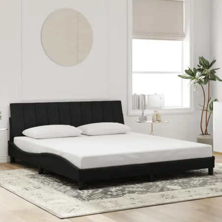 Cadre de lit avec LED sans matelas Hanko noir 180x200 cm velours