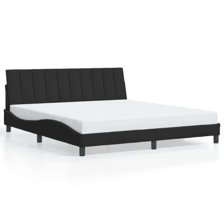 Cadre de lit avec LED sans matelas Hanko noir 180x200 cm velours