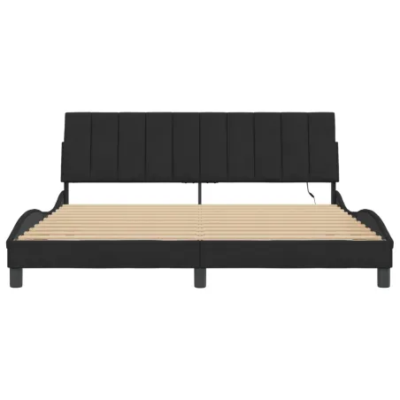 Cadre de lit avec LED sans matelas Hanko noir 180x200 cm velours