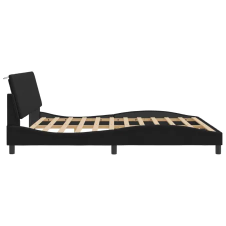 Cadre de lit avec LED sans matelas Hanko noir 180x200 cm velours