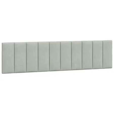 Cadre de lit avec LED sans matelas Hanko gris clair 200x200 cm velours