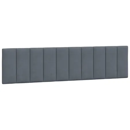 Cadre de lit avec LED sans matelas Hanko gris foncé 200x200 cm velours