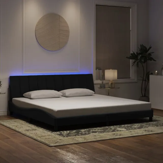 Cadre de lit avec LED sans matelas Hanko noir 200x200 cm velours