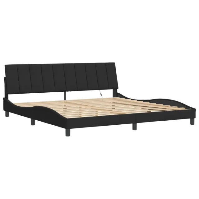 Cadre de lit avec LED sans matelas Hanko noir 200x200 cm velours