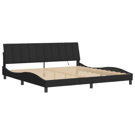 Cadre de lit avec LED sans matelas Hanko noir 200x200 cm velours