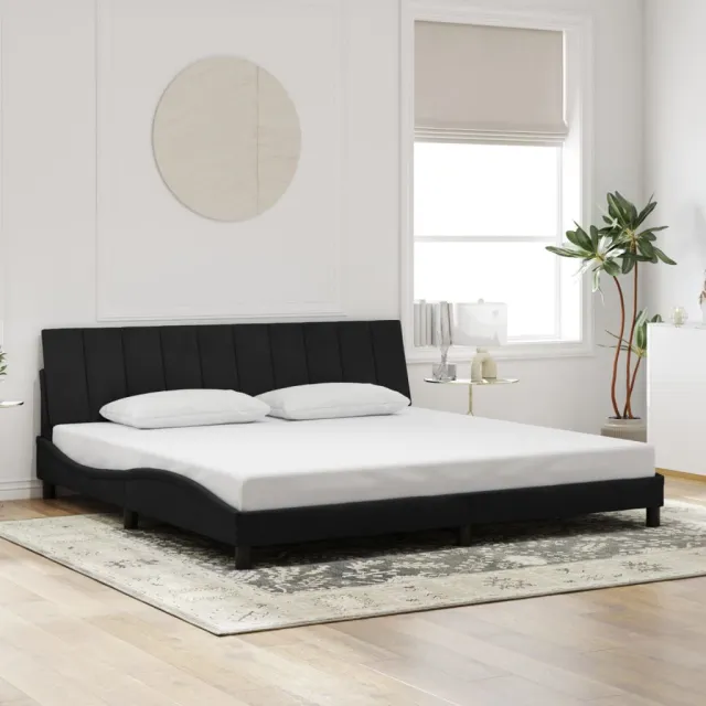 Cadre de lit avec LED sans matelas Hanko noir 200x200 cm velours
