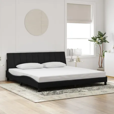 Cadre de lit avec LED sans matelas Hanko noir 200x200 cm velours