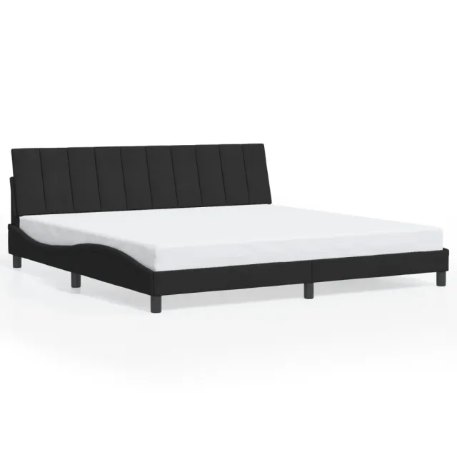 Cadre de lit avec LED sans matelas Hanko noir 200x200 cm velours