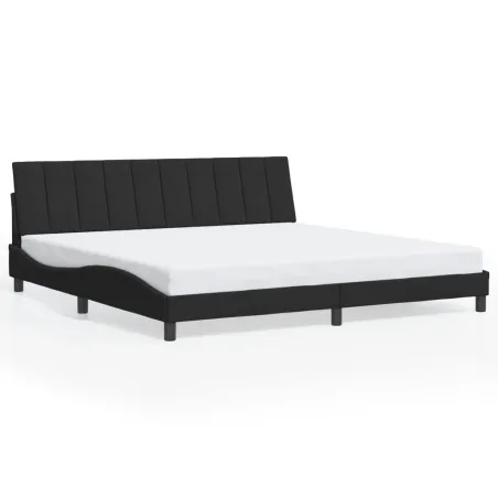 Cadre de lit avec LED sans matelas Hanko noir 200x200 cm velours