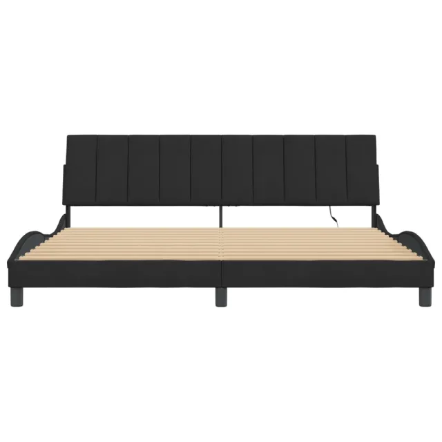Cadre de lit avec LED sans matelas Hanko noir 200x200 cm velours