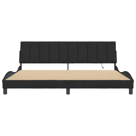 Cadre de lit avec LED sans matelas Hanko noir 200x200 cm velours