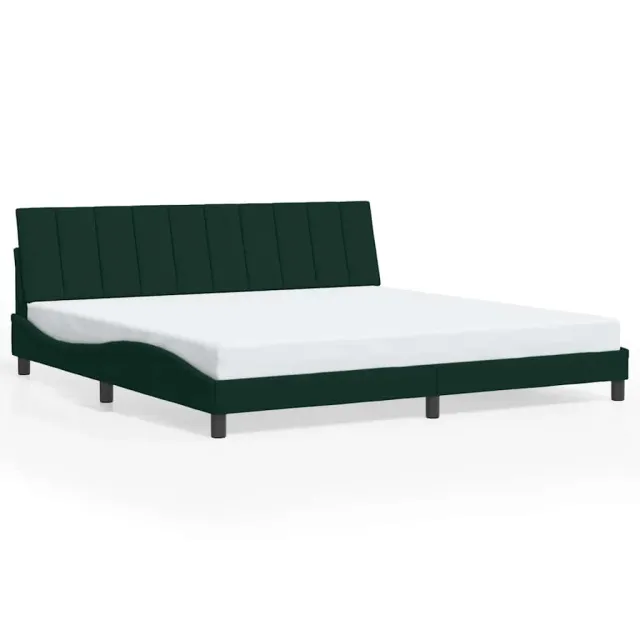 Cadre de lit avec LED sans matelas Hanko vert foncé 200x200 cm velours