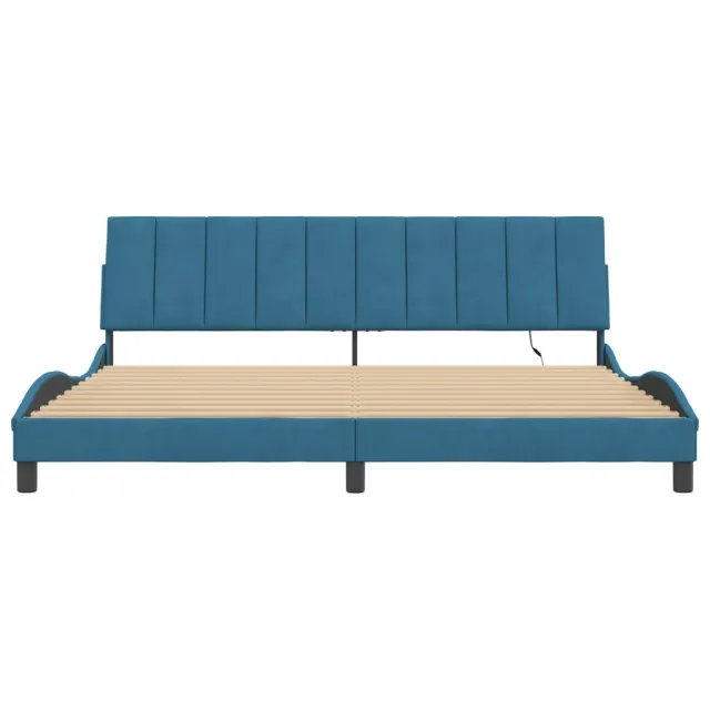 Cadre de lit avec LED sans matelas Hanko bleu 200x200 cm velours