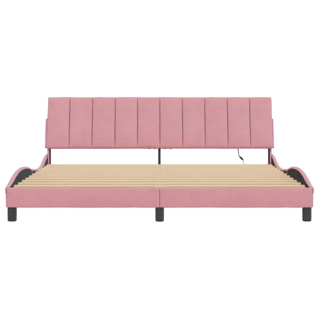 Cadre de lit avec LED sans matelas Hanko rose 200x200 cm velours