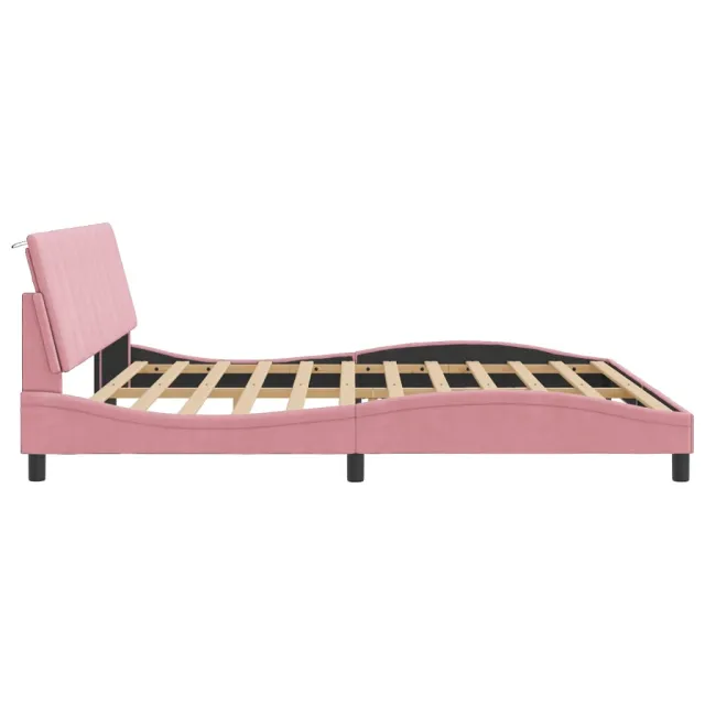Cadre de lit avec LED sans matelas Hanko rose 200x200 cm velours