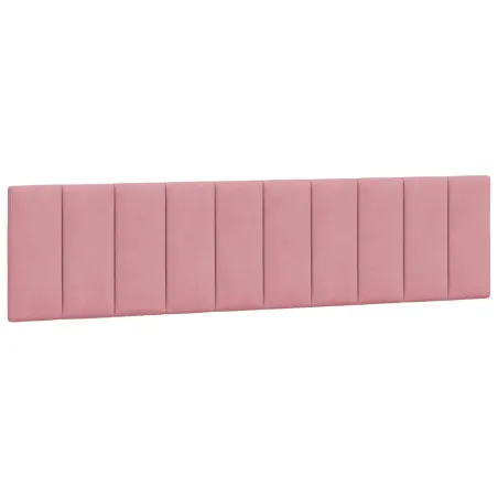 Cadre de lit avec LED sans matelas Hanko rose 200x200 cm velours