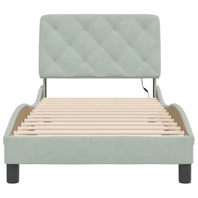 Cadre de lit avec LED sans matelas gris clair 80x200 cm velours