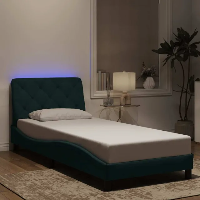 Cadre de lit avec LED sans matelas vert foncé 80x200 cm velours