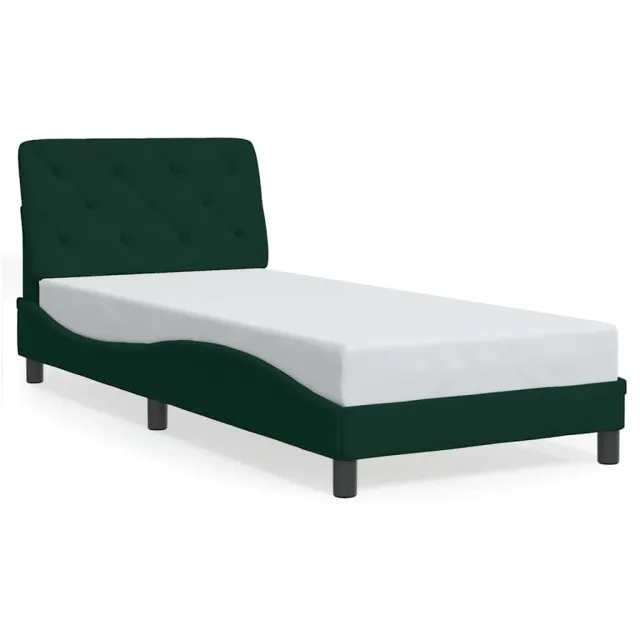 Cadre de lit avec LED sans matelas vert foncé 80x200 cm velours