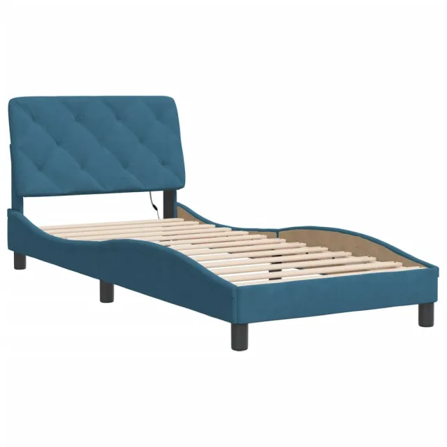 Cadre de lit avec LED sans matelas bleu 80x200 cm velours