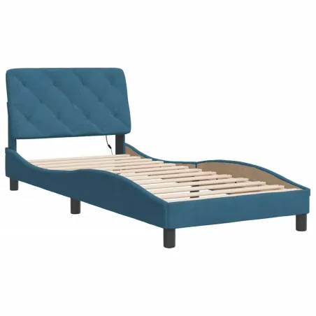 Cadre de lit avec LED sans matelas bleu 80x200 cm velours