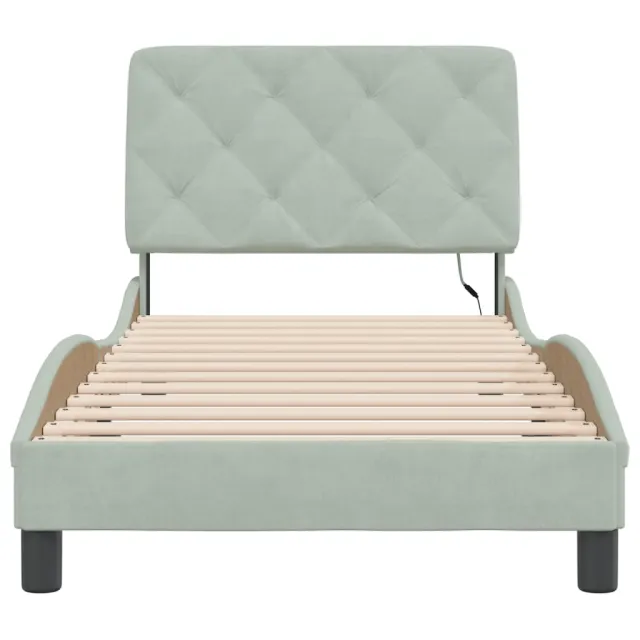 Cadre de lit avec LED sans matelas gris clair 90x190 cm velours