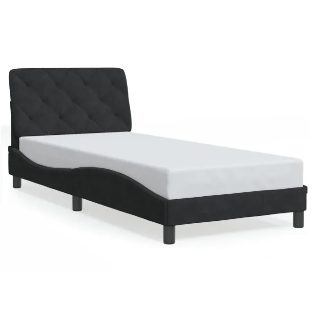 Cadre de lit avec LED sans matelas noir 90x190 cm velours