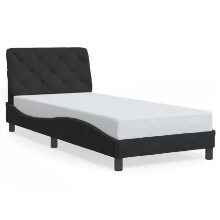 Cadre de lit avec LED sans matelas noir 90x190 cm velours