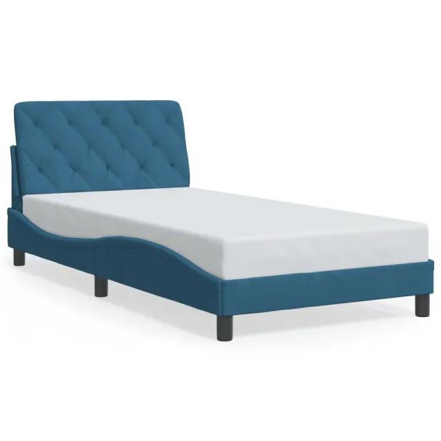 Cadre de lit avec LED sans matelas bleu 100x200 cm velours
