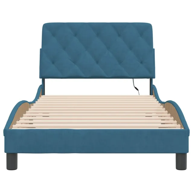 Cadre de lit avec LED sans matelas bleu 100x200 cm velours